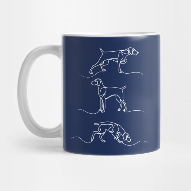 Continuous Line Weimaraners With Docked Tails (Navy and White) by illucalliart